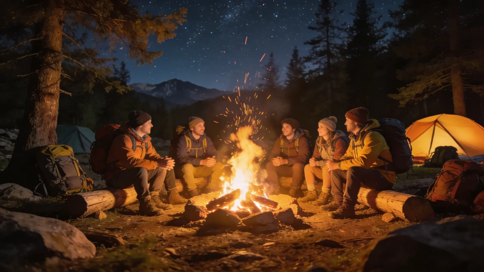 campfire with hikers gathered - Key Resources and Community