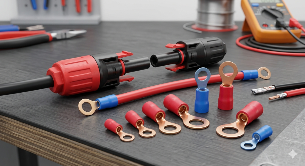 MC4 connectors and ring terminals,