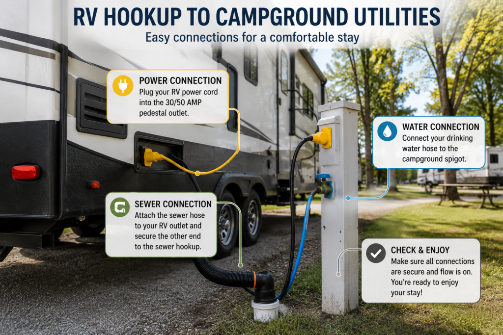 RV setup at campground