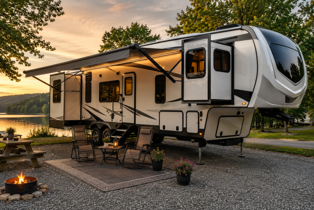 RV setup at campground